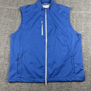 Johnnie-O Vest Mens XL Blue Firestone Wind 2-Way Zip Golf Pockets Performance